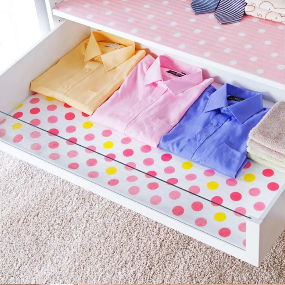 30*500CM Kitchen Drawer Paper Polka Dot Floral Strawberry Print Waterproof Oilproof Non-Adhesive Wardrobe DIY Cabinet Dining Pads Mats