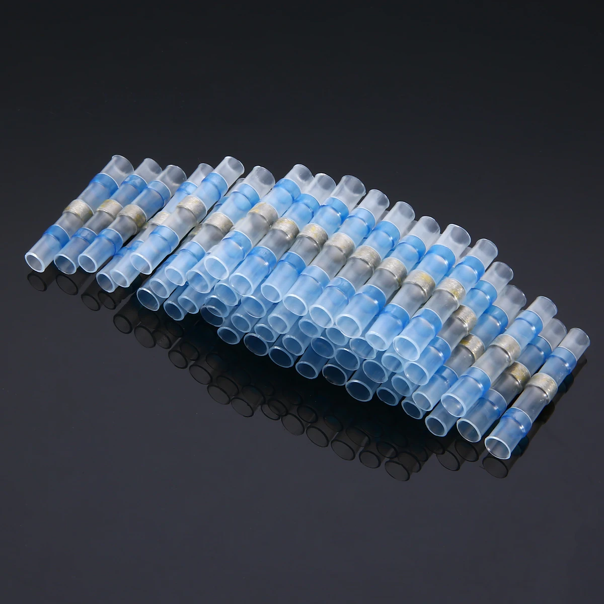 50pcs 16-14AWG Wire Crimp Connectors Blue Splice Connector Waterproof Solder Heat Shrink Sleeve For Automobile Applications