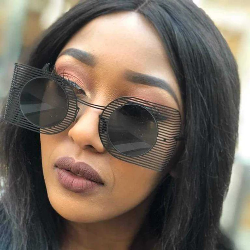 Сексуальные женские круглые солнцезащитные очки негабаритная решётка радиатора с сеткой Роскошные брендовые дизайнерские солнцезащитные очки женские градиентные оттенки прозрачные очки UV400