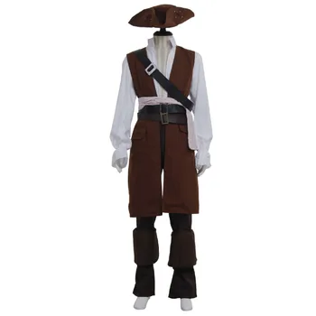 

Pirates of the Caribbean Cosplay Captain Jack Sparrow Costume Outfit For Adult Men Halloween Party Cosplay Clothing Custom Made