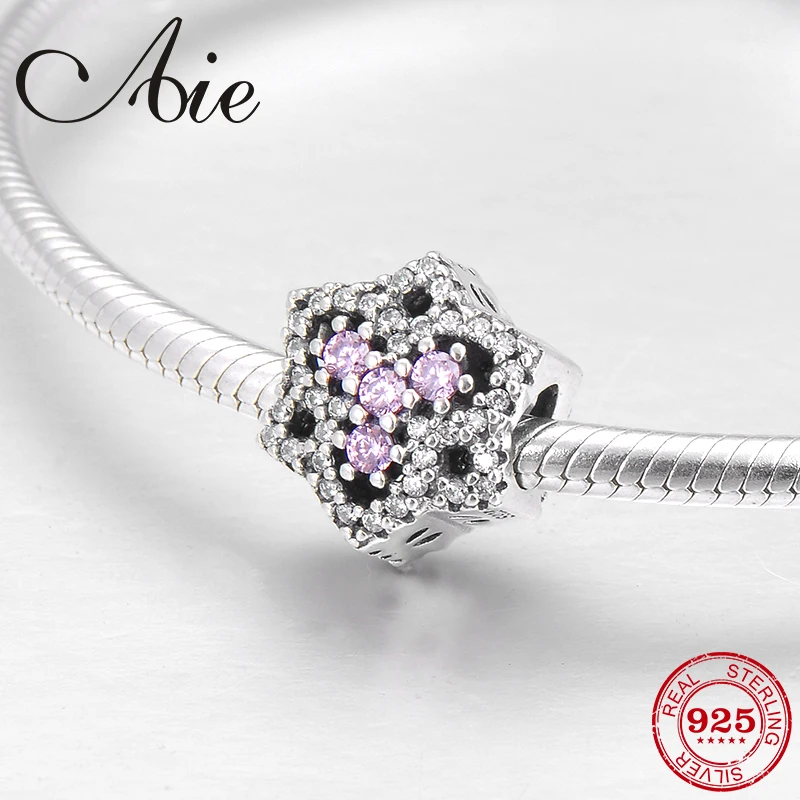 

Like hexapetalous flower 925 Sterling Silver sparkling pink CZ fine Bead Fit Original Pandora Charm Bracelet Jewelry making