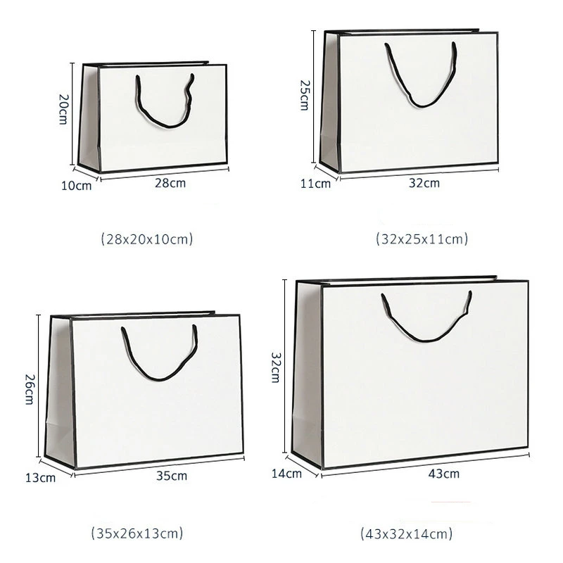 100 шт оптом бумажные подарочные сумки для покупок с ручками прочные черные белые свадебные украшения DIY белый картон сумки
