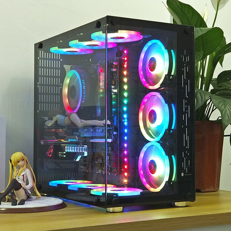 Perfect 417*243*427mm Gaming Computer PC Gamer Case Full-side Transparent Tempered glass Water Cooling Chassis for ATX Support GTX 1080 1