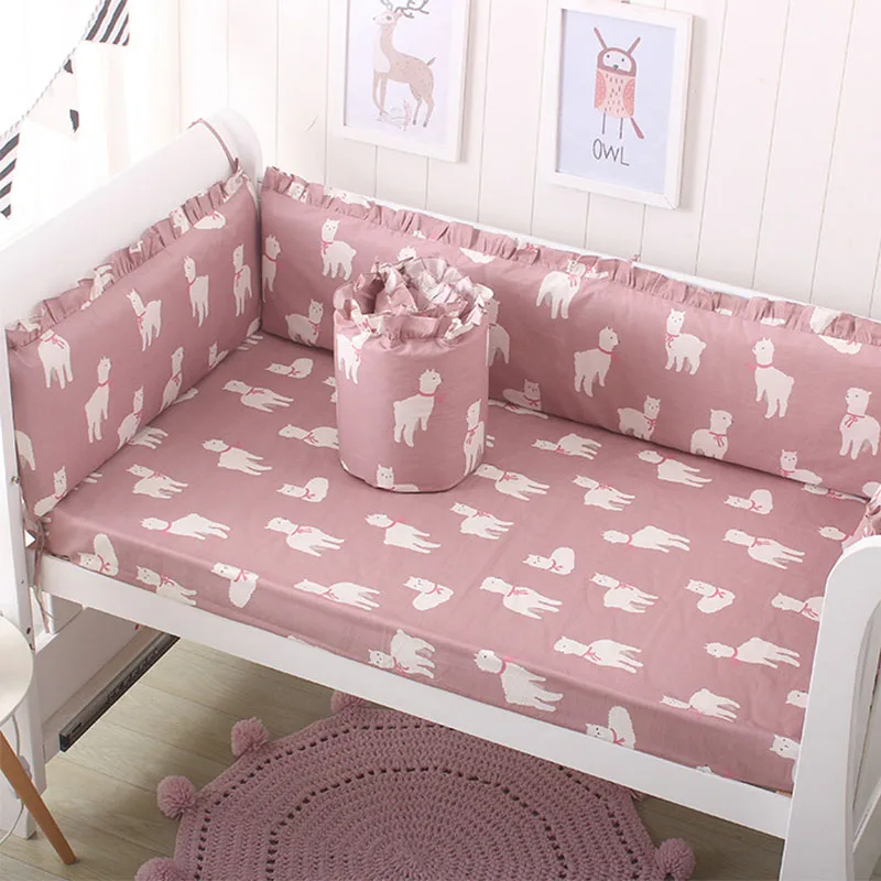 

Baby Bumper For Newborns Infant Crib Protector Cushion Cartoon Reindeer Printed Bed Bumper&Sheet 2Pcs New 2019 Baby Room Decor