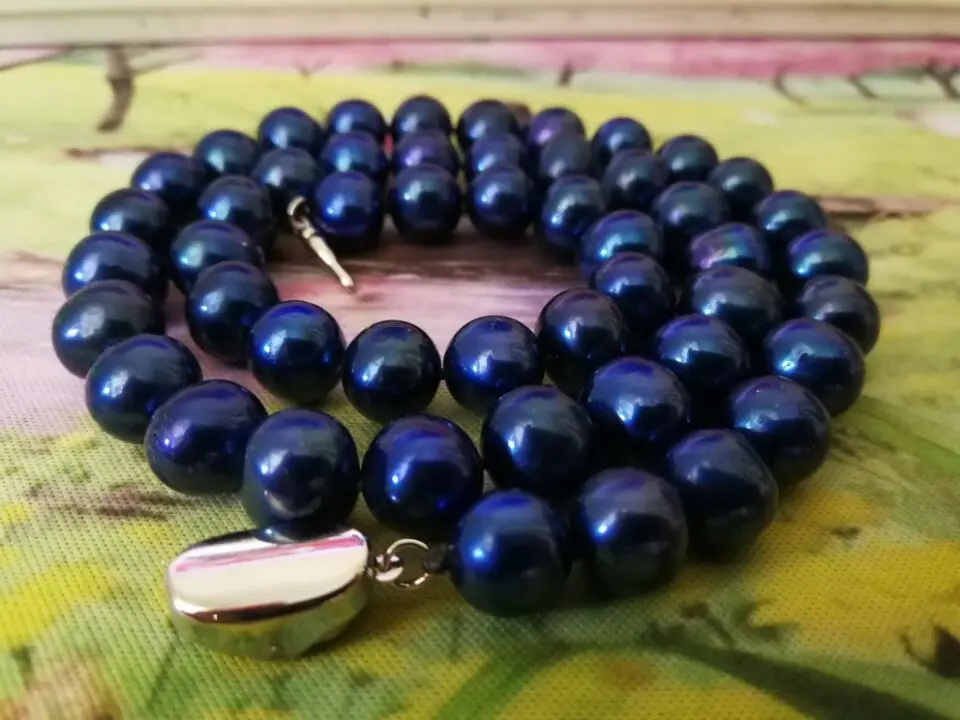 

18 INCHES 9-10MM TAHITIAN AAA+ NATURAL BLACK PEARL NECKLACE