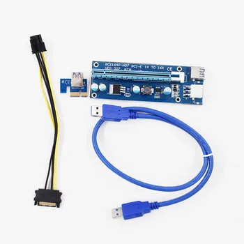 

NEW PCI-E 1x to 16x Powered Riser 6 pin PCIe & SATA with USB 3.0 Blue v 7