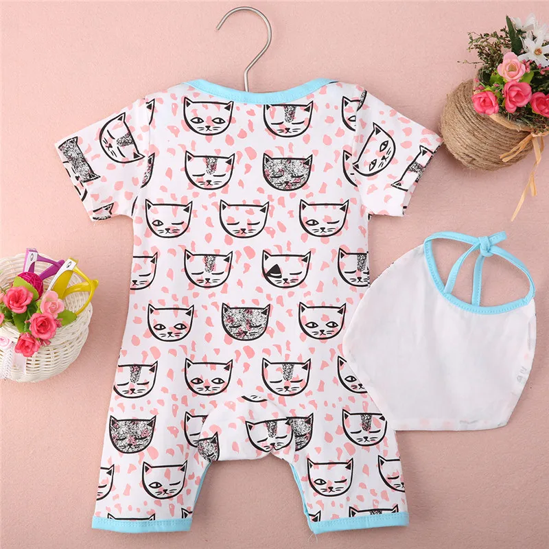 Infantil ropa de bebé de dibujos animados impresión del gato Fox 2 Color Romper 2 Unid Bebe niños ropa Infantil ropa de bebé de dibujos animados impresión del gato Fox 2 Color Romper 2 Unid Bebe niños ropa