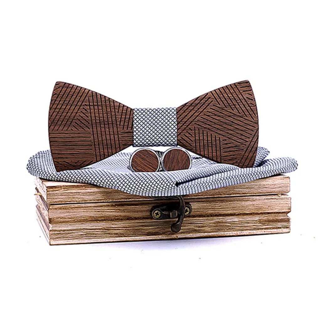 Ручной деревянный Повседневный модный галстук-бабочка платок набор мужской галстук-бабочка деревянный полый резной и коробка галстук-бабочка homme 50