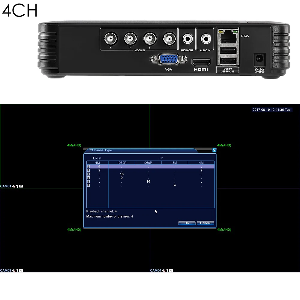 4MP AHD DVR NVR CCTV 4Ch 8Ch IP 1080P 3MP 5MP гибридный видеорегистратор безопасности камера Onvif управление P2P Облако