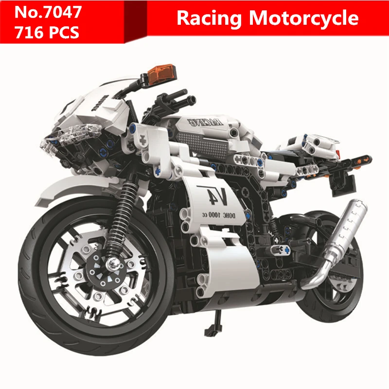 

716pcs DIY Racing Motorcycle Compatible Legoing Technic Series Building Blocks Moto Model Bricks Kids Toys for Children Gifts