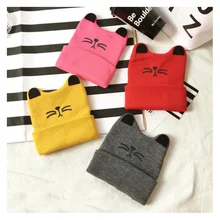 Cute Cat Ears Knitted Hat For Boys And Girls Baby Cap Autumn Winter Warm Children Beanie Cap