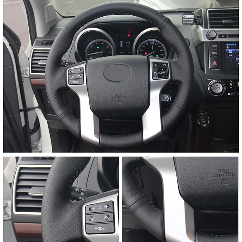 GNUPME DIY из искусственной кожи черная чехол рулевого колеса автомобиля для Toyota Land