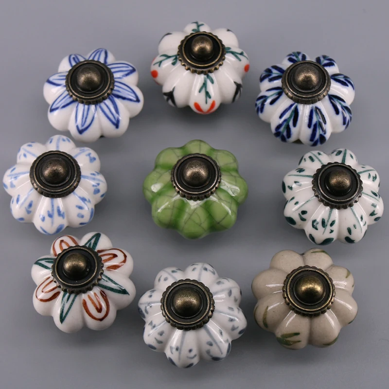 

1x Ceramic Cupboard Knobs ,Vintage Shabby Chic Cupboard Drawer Pull Handles,Hand Painted Furniture Handle Drawer Pull