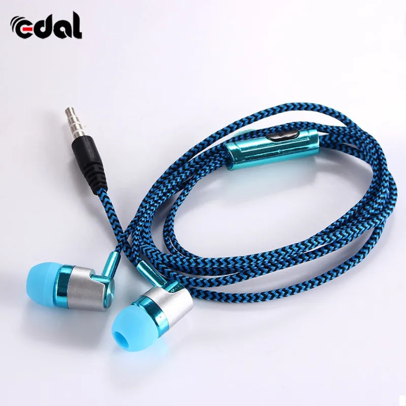 

In Ear Earphone MP3/mp4 Roping Stereo 3.5mm Subwoofer Earbud 1.2M Reflective Fiber Cloth Line Metal Earphone