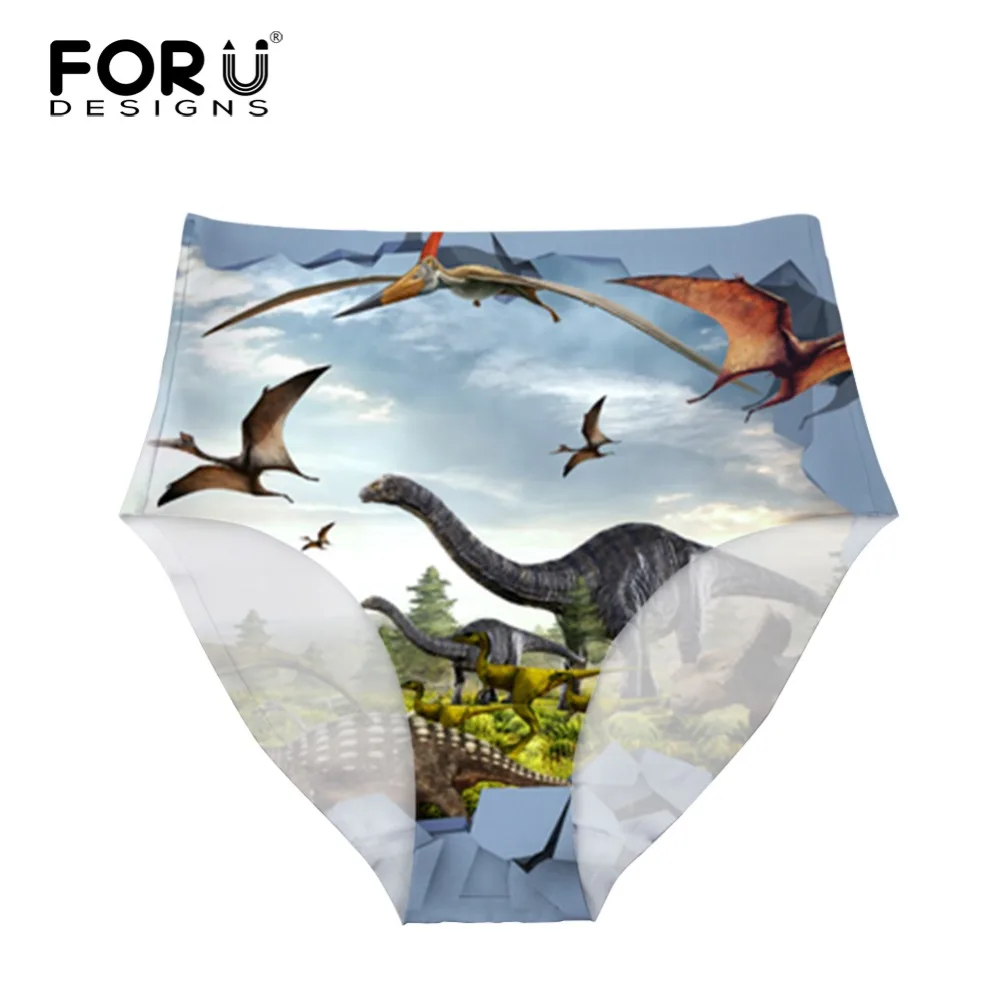 FORUDESIGNS Panties Sexy Hight Waist Dinosaur Fly Animal Print