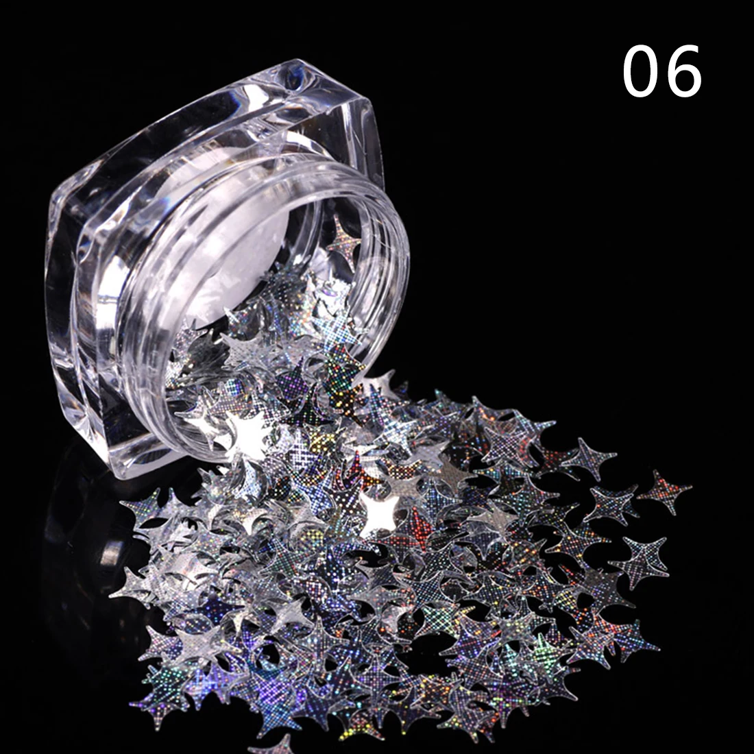 

Pink Vertical Grain Lines Iridescent Sequins Tips Decor Nail Glitter 12 Colors Laser Four Star Nail Flakes DIY Transparent