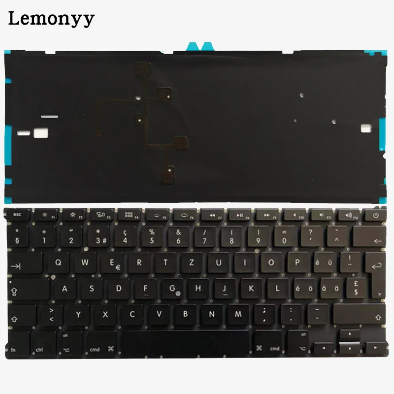 Швейцарский Клавиатура для ноутбука Macbook Air 1" A1466 A1369 с Клавиатура ноутбука с подсветкой MD231 MD232 MC503 MC504 2011-15 лет