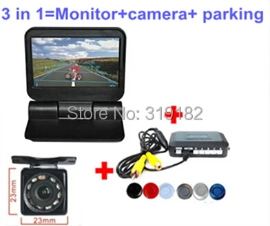 

Video Parking Assistance Sensor Backup Radar + Rear View Camera HD + 5 inch automatical flip close and open LCD Monitor Video
