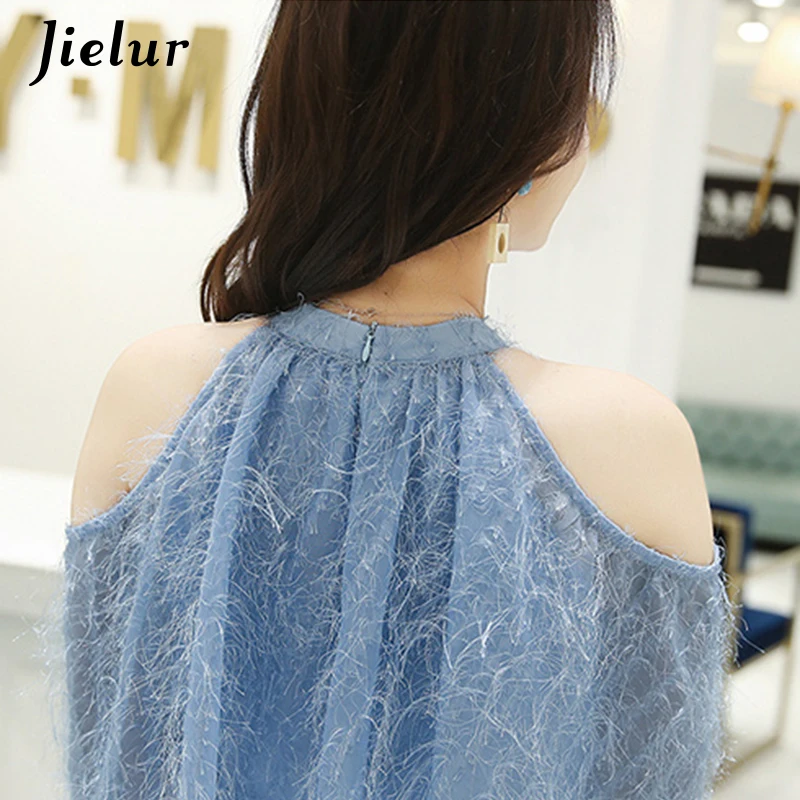 Jielur платья летние женские голубое платье женское открытое великолепное высококачественное элегантное женское платье корейская мода короткое летнее платье Прямая поставка