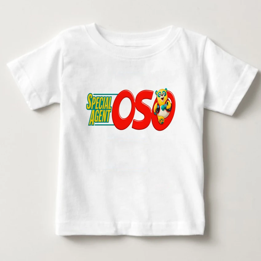 2-15Years 2018 Фирменная Новинка Для детей футболки с коротким рукавом агент Oso принтом Футболка для мальчиков девушка О-образным вырезом хлопок