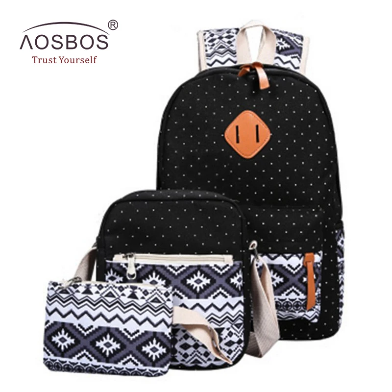 Aosbos 3 шт./компл. стильные парусиновые школьные сумки с принтом для девочек
