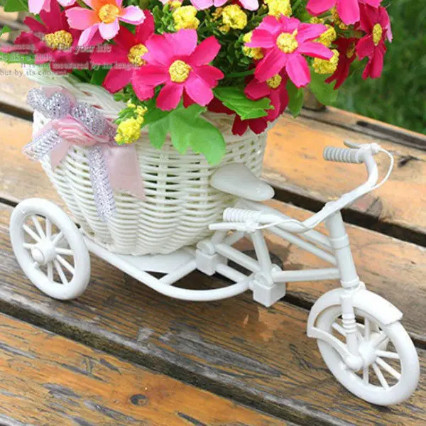 1 шт. пластик белый трехколесный велосипед дизайн цветок корзина для хранения наклейка для вечеринки цветочный Чехол Контейнер Организатор корзины
