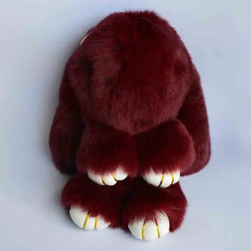 Deep Grey Fluffy Bunny Dolls Keychain Girls School Bag Charm Fashion Cute Youth Girl Purse