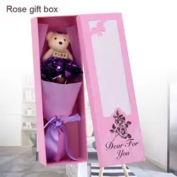 Мыло Цветы позолоченные розы Медвежонок Красивые Искусственные розы подарок в коробке День Святого Валентина поздравление романтический