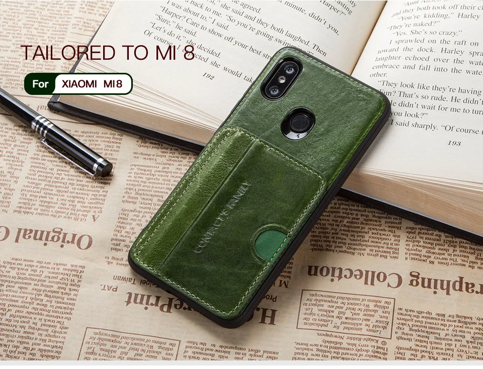 Luxury Crazy Horse Vintage Genuine Leather Flip Case For Xiaomi 8 Card Slot Wallet Case For Xiaomi 8 Cover Earphone Coin Pouch