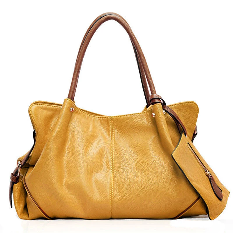 Большие женские Сумки из искусственной кожи, сумки-мессенджеры большой емкости, сумки на плечо для женщин, на молнии, женские сумки-тоут, сумочки, набор - Цвет: Цвет: желтый