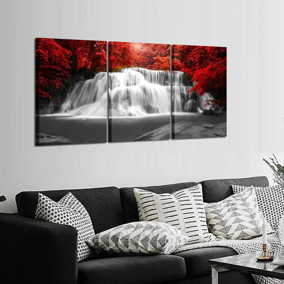 Canvas-Painting-Living-Room-Wall-Art-3-Pieces-Red-Woods-Trees-Waterfall-Pictures-Modular-Prints-Scenery (1)