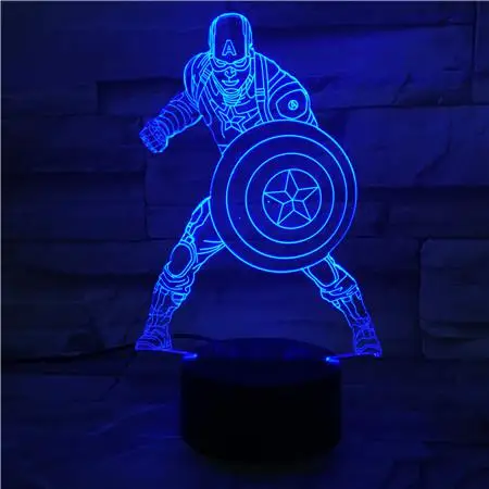 3d лампа Marvel Капитан Америка фигурка ночника USB украшения спальни дропшиппинг супергерой Мстители светодиодный 3d-ночник - Испускаемый цвет: RGB