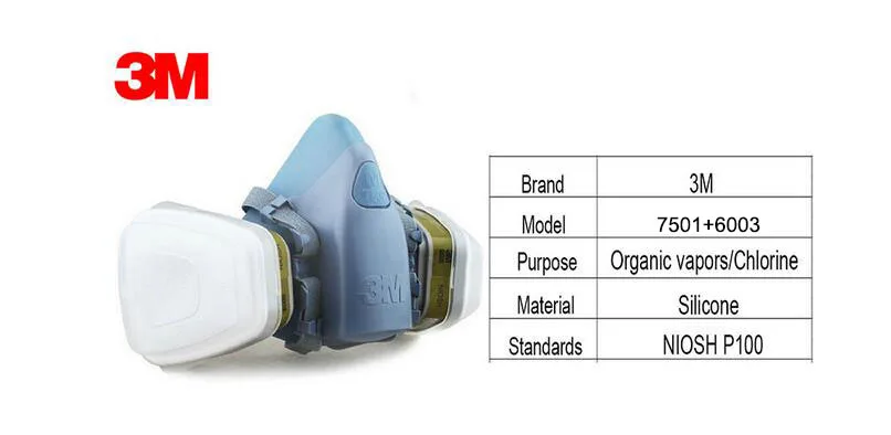3 м 7501+ 6003 безопасность респираторы Маска Анти-органический/кислота уход за кожей лица маска для строительства/для шахт/нефти/газа 7 предметов для 1 комплект XK007
