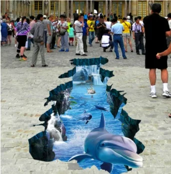 [Self-Adhesive] 3D Dolphin Cave Sea 34 Non-slip Waterproof Photo Self-Adhesive Floor Mural Sticker WallPaper Murals Print Decal |