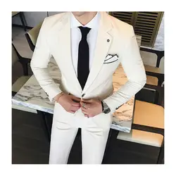 2018 конструкции бежевый/Кот Жених свадьба мужской костюм Slim Fit 2 шт. Tuxedo Пром Для мужчин S для Костюмы Пользовательские blazer TERNO masculino