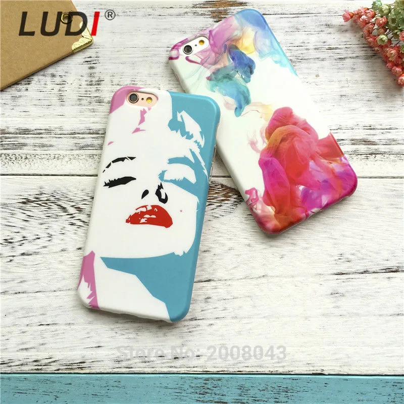 LUDI High Quality Sexy lady Marilyn Monroe Fundas for iphone 7 7plus 8Plus IMD Frosted TPU Hipster Case 6 8 6plus x |