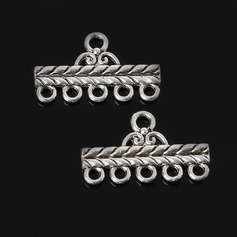 Free Shipping Lot 10Pcs Zinc Alloy Silver Plated Five Holes Connection