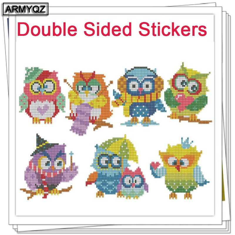 New DIY Patterns Diamond Embroidery 5D Square Painting Owl Animal mosaic sale Double Sided Stickers Decor Home | Дом и сад
