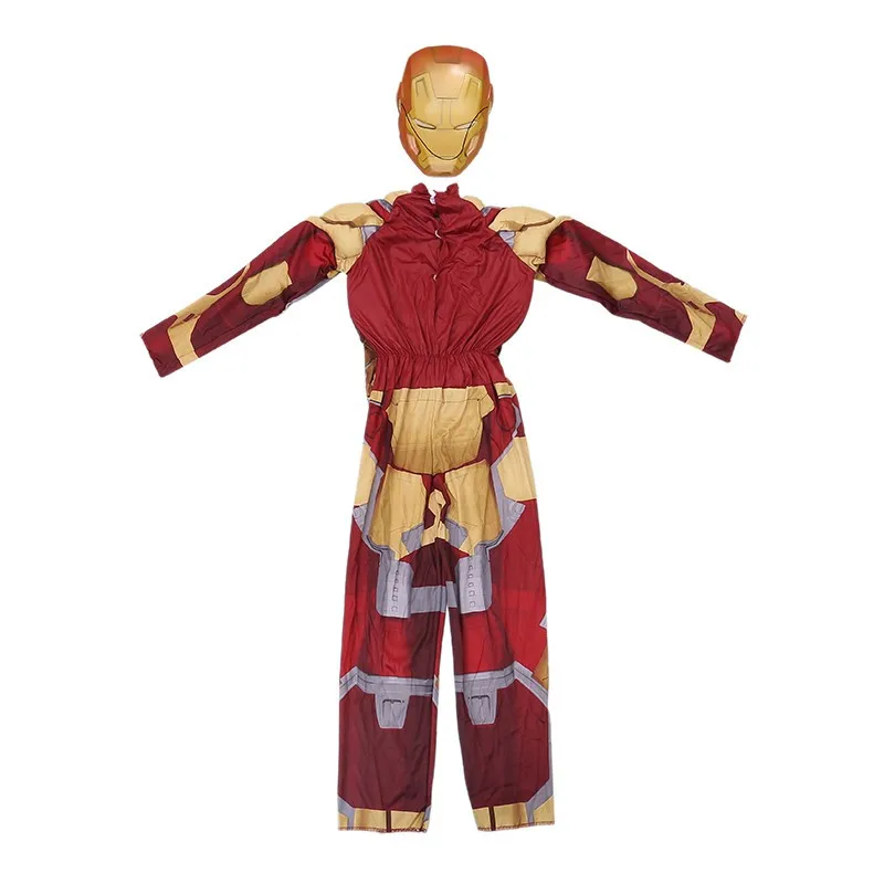 Kids Iron Man Patriot Muscle Cosplay Outfit Fantasia Avengers Superhero Cosplay with Luminous Mask Halloween Gift Costume