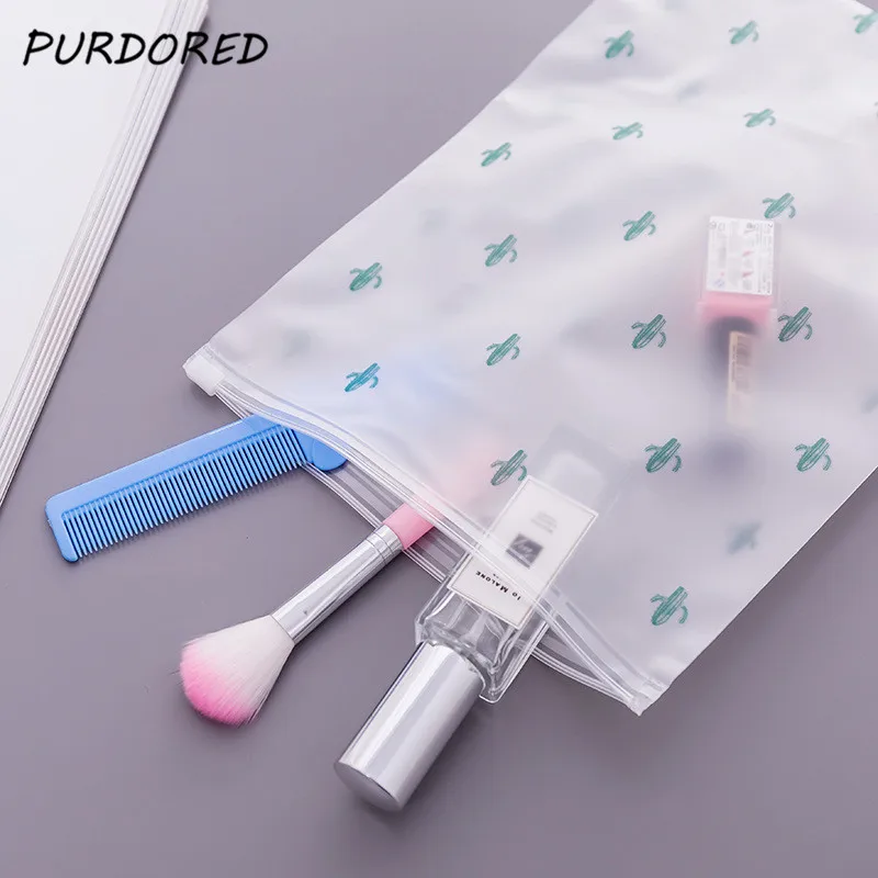 

PURDORED 1 pc Cactus Clear Cosmetic Bag Waterproof Travel Make Up Bag Cloth Underwear Shoes Storage Organizer Bag Dropshipping