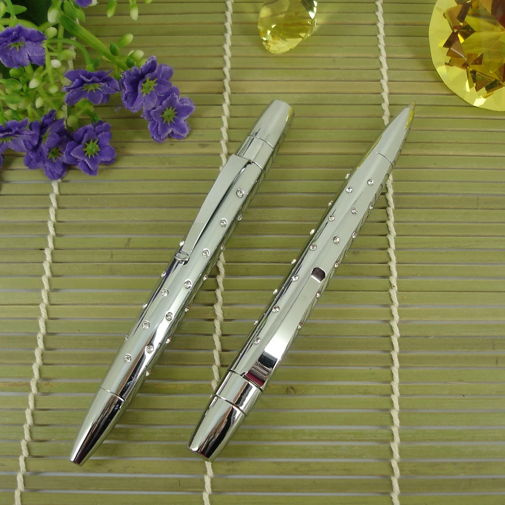ACMECN инкрустация шариковая ручка с кристаллами с 45 шт. превосходный уровень Кристалл Серебряная модная шариковая ручка подарки для женщин 42 г металлическая тяжелая ручка
