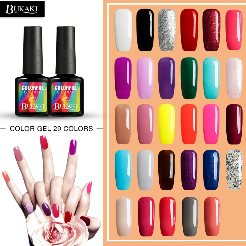 BUKAKI هلام مجموعة طلاء تلميع مانيكير شبه Permanente Vernis معطف فوقي UV LED جل الورنيش نقع قبالة مسمار الفن هلام Lak BUKAKI هلام مجموعة طلاء تلميع مانيكير شبه Permanente Vernis معطف فوقي UV LED جل الورنيش نقع قبالة مسمار الفن هلام Lak