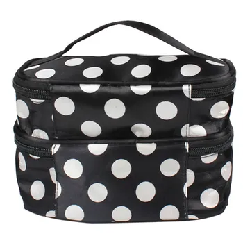

Portable Women Dot Large 2 Layers Make-up Cosmetic Set Beauty Case Toiletry Bag Best Sale-WT