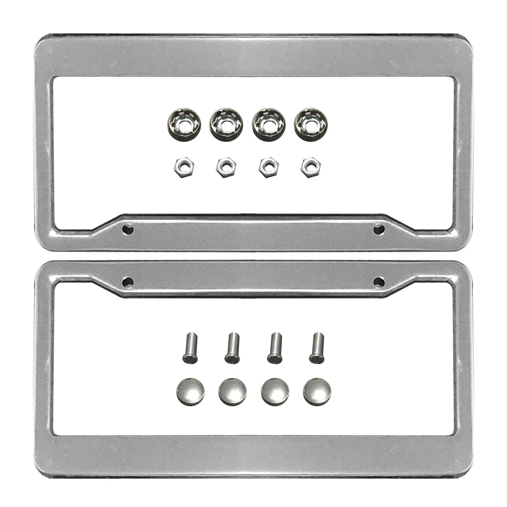2* CHROME STAINLESS STEEL LICENSE PLATE FRAME TAG COVER SCREW CAP Silver Color