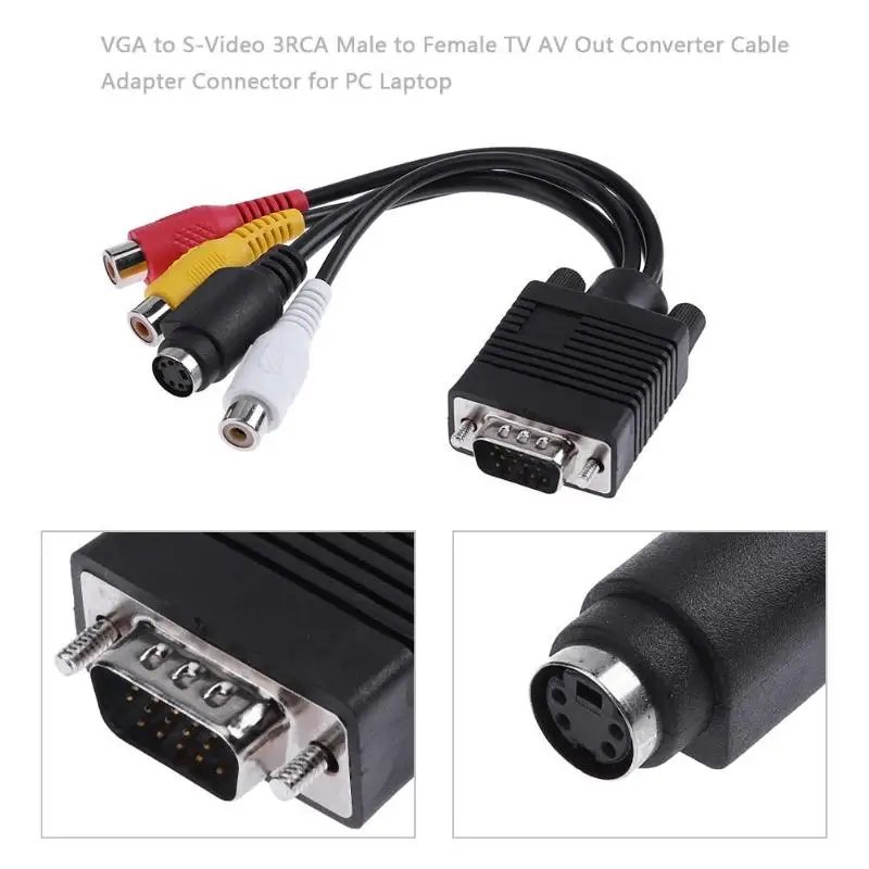 VGA к s-видео 3RCA штекер к женскому ТВ AV выход конвертер кабель адаптер для ПК