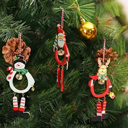 Санта-Клаус Деревянная Рождественская елка подвесное украшение Снеговик Лось подвесная подвеска с колокольчиками Рождество Новый год