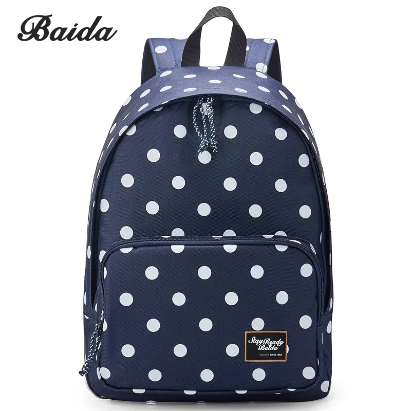 Брендовый черный женский рюкзак в горошек, высококачественный модный рюкзак, школьный рюкзак для студентов, рюкзак для девочек-подростков - Цвет: polka dot