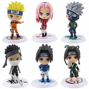 

mylb 6Pcs/set Anime Naruto Cartoon Q Version Naruto/Kakashi/Sakura/Sasuke/ PVC Model Toys Action Figure For Kids Collectible