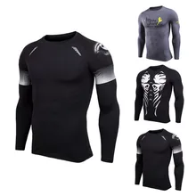 Облегающий, с длинным рукавом, фитнес, Беговая Утягивающая майка плотная термо Бодибилдинг компрессия рубашка