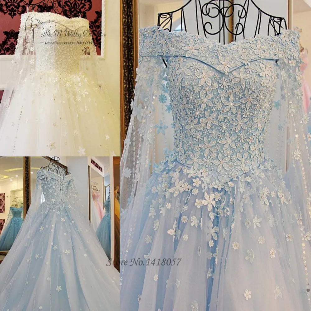 Винтажное голубое белое свадебное платье принцессы кружевное Саудовская Аравия мусульманское платье невесты Дубай Свадебные Платья Vestidos de Noiva de Luxo